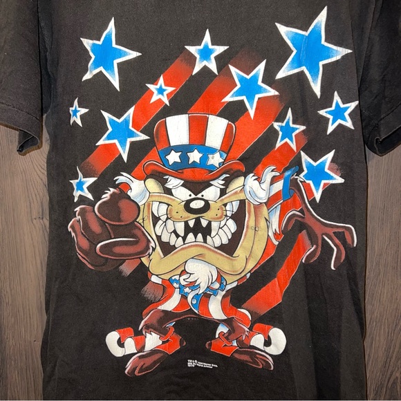 Vintage Looney Tunes Taz Tasmanian Devil USA “Uncle Sam 1996 Single Stitch - Picture 2 of 6
